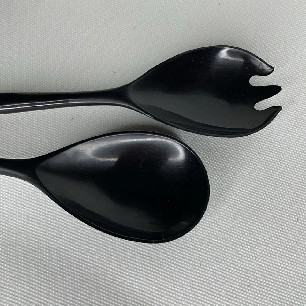 Vintage Oneida CATALINA stainless steel and black plastic handled salad servers